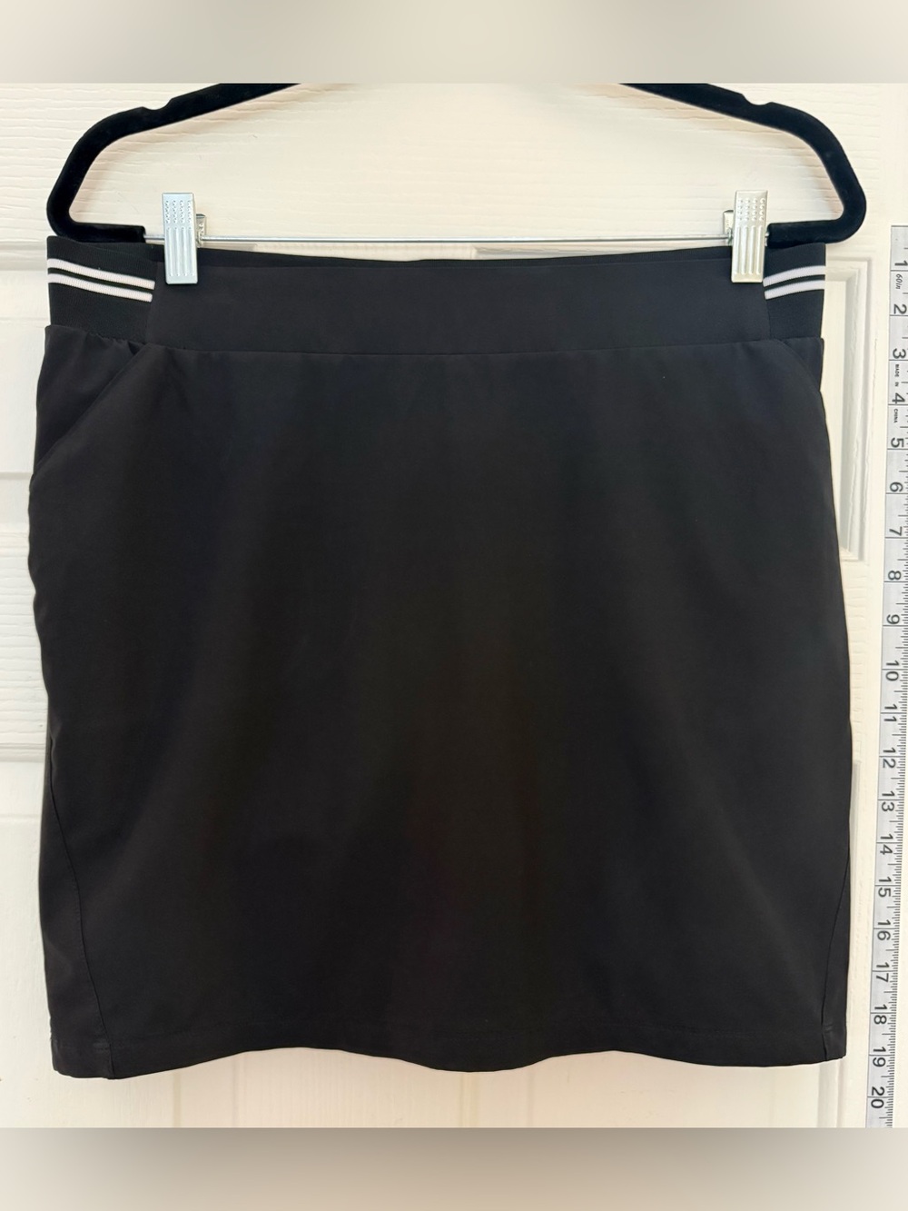 Black Athletic Skort with Subtle Stripe Waistband